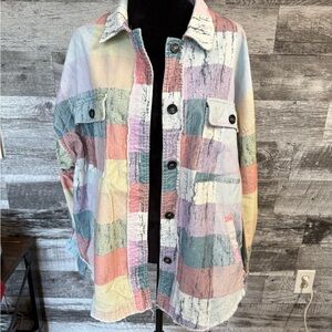 Peach Love California Pastel Patchwork Shirt